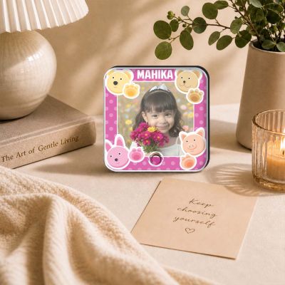 Birthday Gift for Daughter Personalised Musical Fridge Magnet with Custom Photo, Name and Song, Rechargeable & Music Playabe Feature Return Gift for Kids